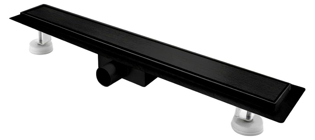 Duschrinne 30 cm, Schwarz Befliesbar Duschrinne extra flach, Edelstahl Bodenablauf Komplettset mit Siphon Haarsieb