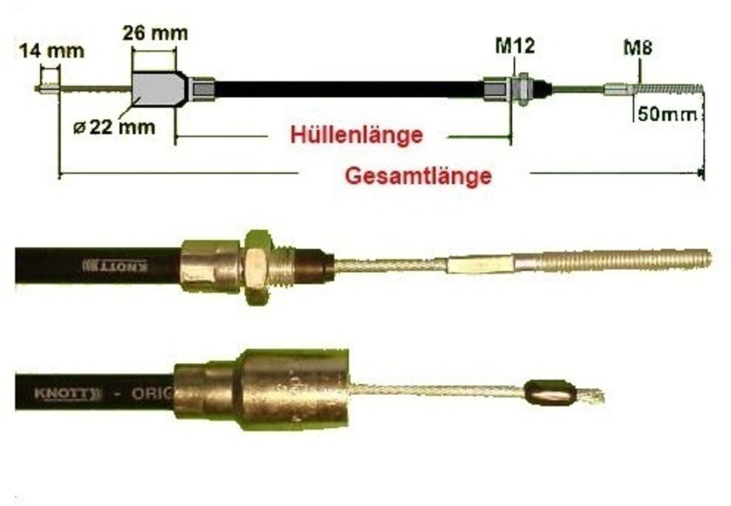 2 x Knott - Bremsseil  33921-1.07 Hüllenlänge: 830 mm - Produktbild 