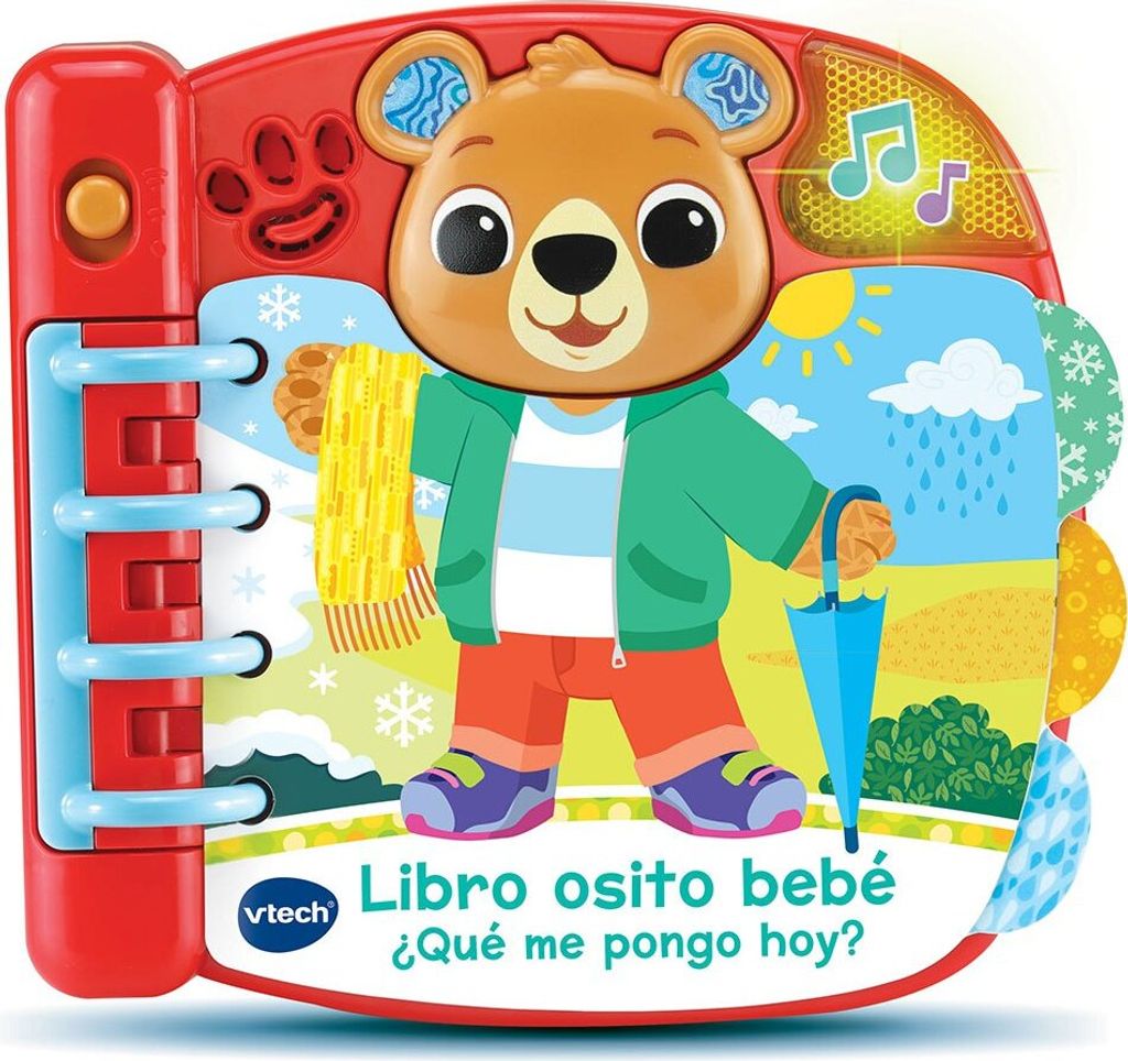 VTech - Baby-Teddybuch, Was ziehe ich heute an, Interaktives Spielzeug, Babys +12 Monate, Wie man sich dem Wetter entsprechend kleidet, ESP-Version...