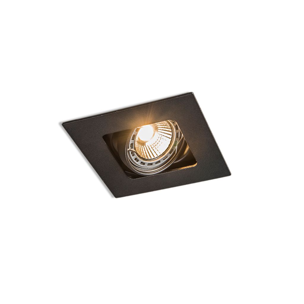 QAZQA - Modern Quadratischer Einbauspot schwarz schwenk- und neigbar - Artemis I Wohnzimmer I Schlafzimmer - Stahl Quadratisch - LED geeignet GU10