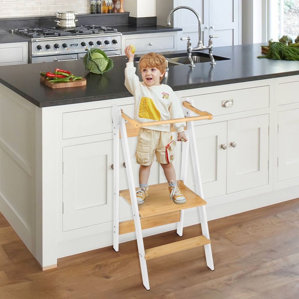 Lernturm Klappbar Lernturm für Kinder Holz Küchenhelfer und Produktbild 2