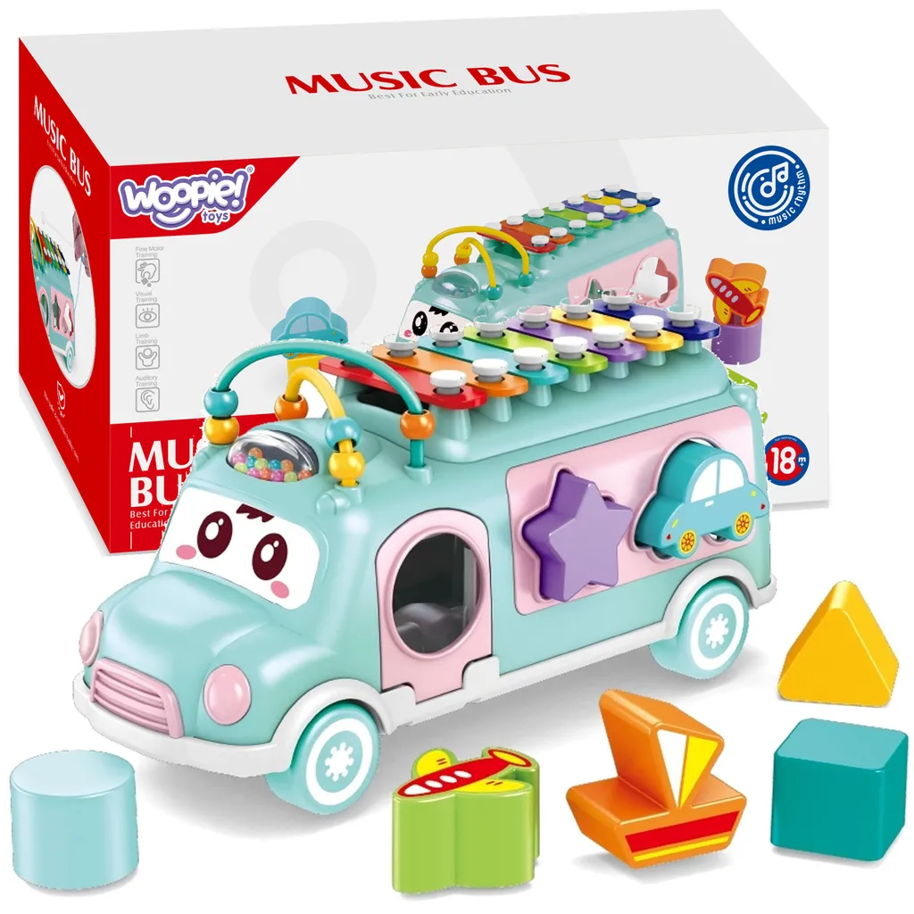 Voiture Musicale avec Cymbales et Trieur de Formes Woopie Baby Verte