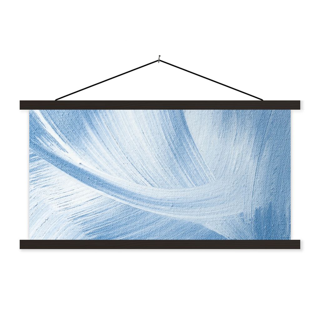 MuchoWow Textilposter Acrylfarbe - Blau - Design 90x45 cm mit schwarzem Rahmen - Klemmleisten
