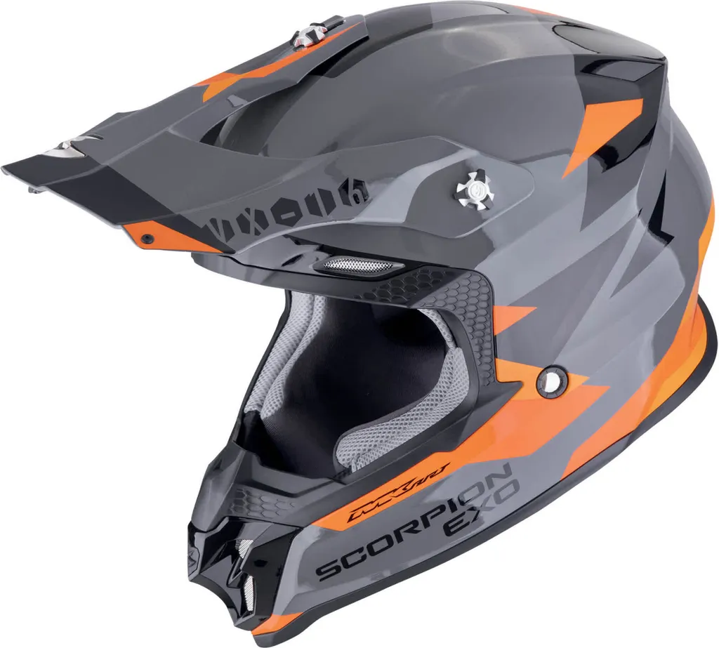 Casque Motocross Scorpion VX-16 Air Rod Gris Orange S pour Enduro et Cross