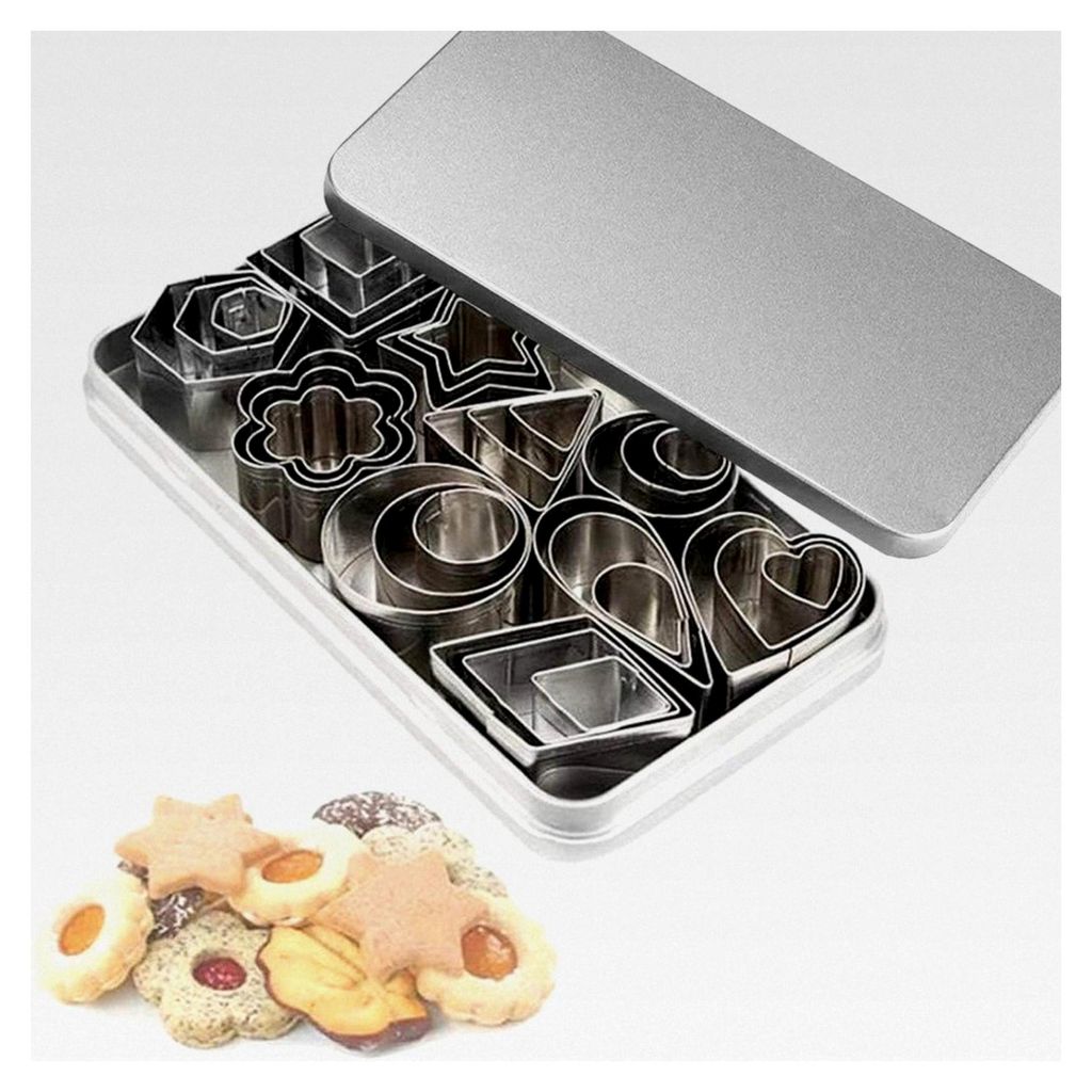 Mini-Ausstecher-Set - 30 kleine Formen zum Ausschneiden von Teig, Tortenkruste und Obst - Stern, Blume, Sechseck, Rund, Herz, Quadrat, Dreieck, Ova...