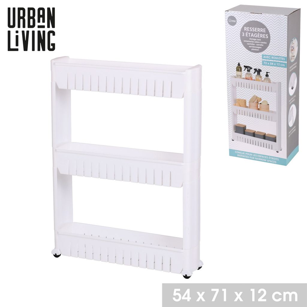 Urban Living 3-Etagen Kunststoffregal Organizer Regal auf Rollen 557001 weiß