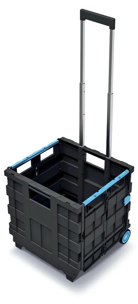Caisse de transport pliable à roulettes CART T bleu robuste 40cm