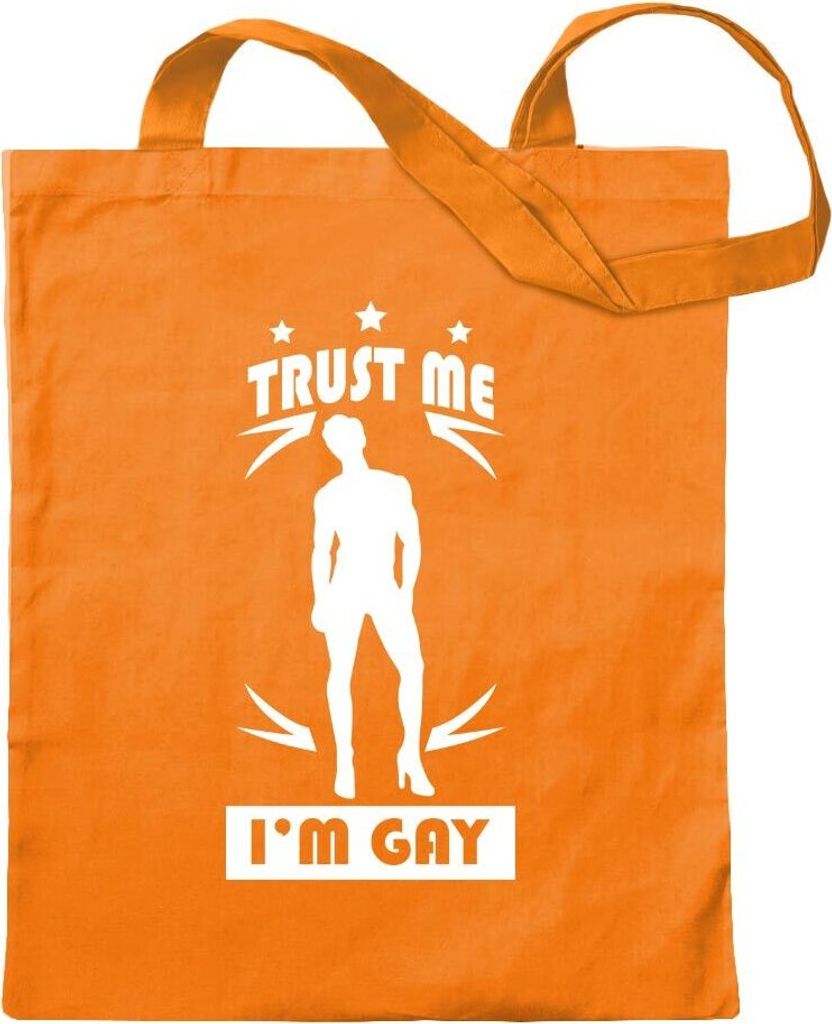 Kiwistar - Baumwolltasche - mandarin - Trust me, im Gay schwul - Tragetasche Stoffbeutel Umhängetasche Langer Henkel