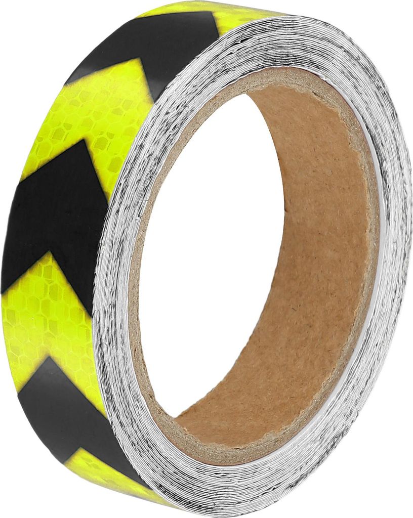 Universelle 2,5 cm x 9 m fluoreszierende gelbe und schwarze Pfeil-Auto-Reflektorsticker Reflektierendes Band Sicherheitswarnung Reflektierender Sch...