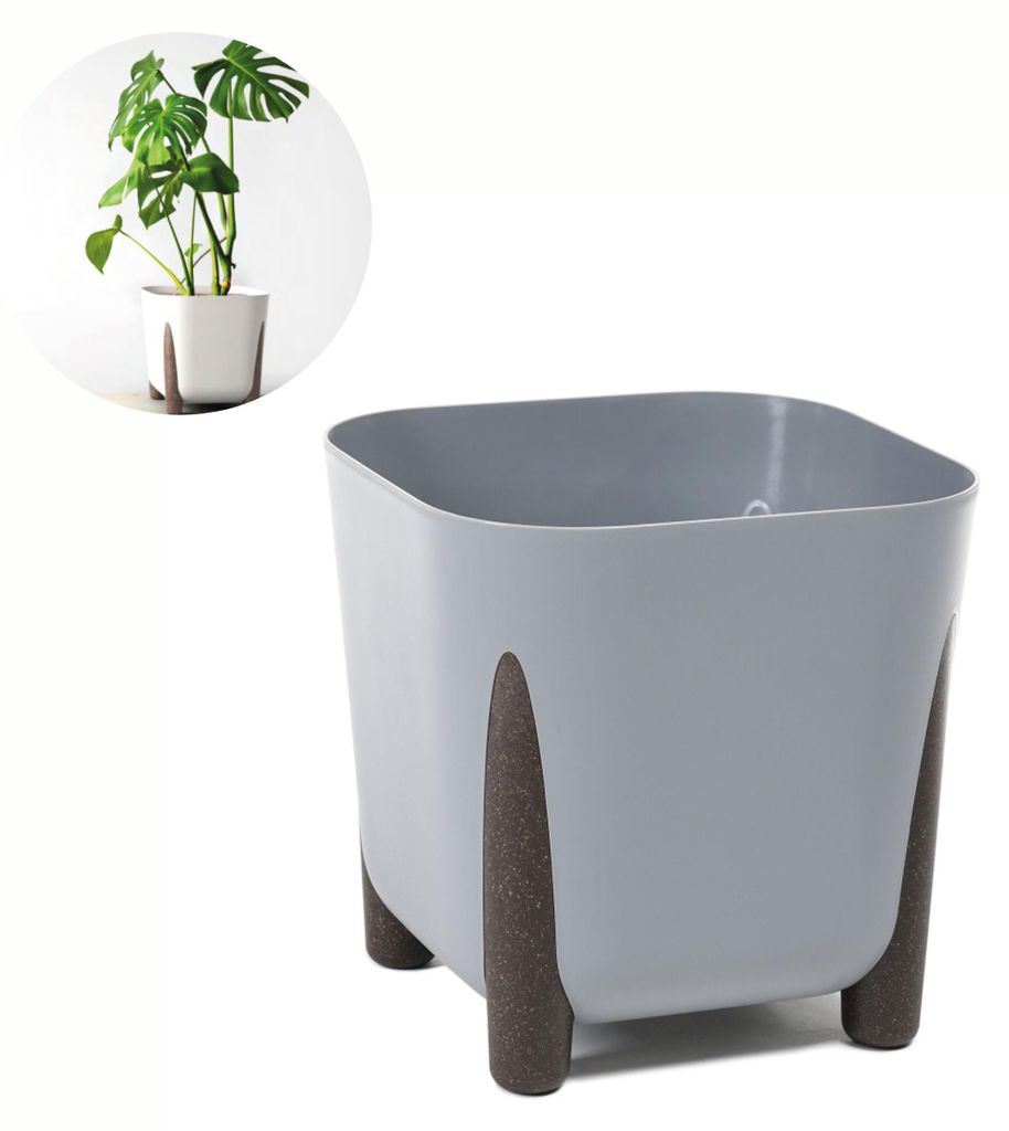 Quadratischer Blumentopf auf Füßen FRIDA 260 | Grau
