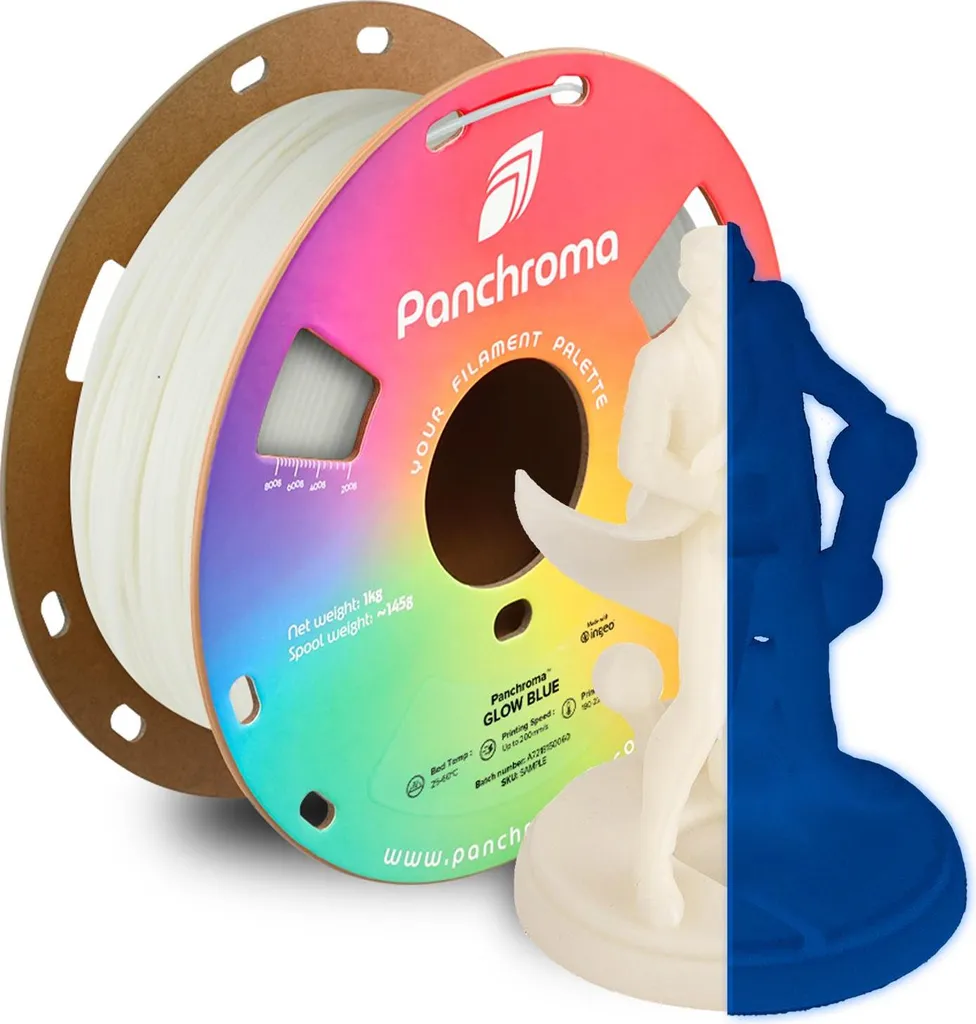 Consommable impression 3D PLA phosphorescent bleu 1.75mm bobine 1kg