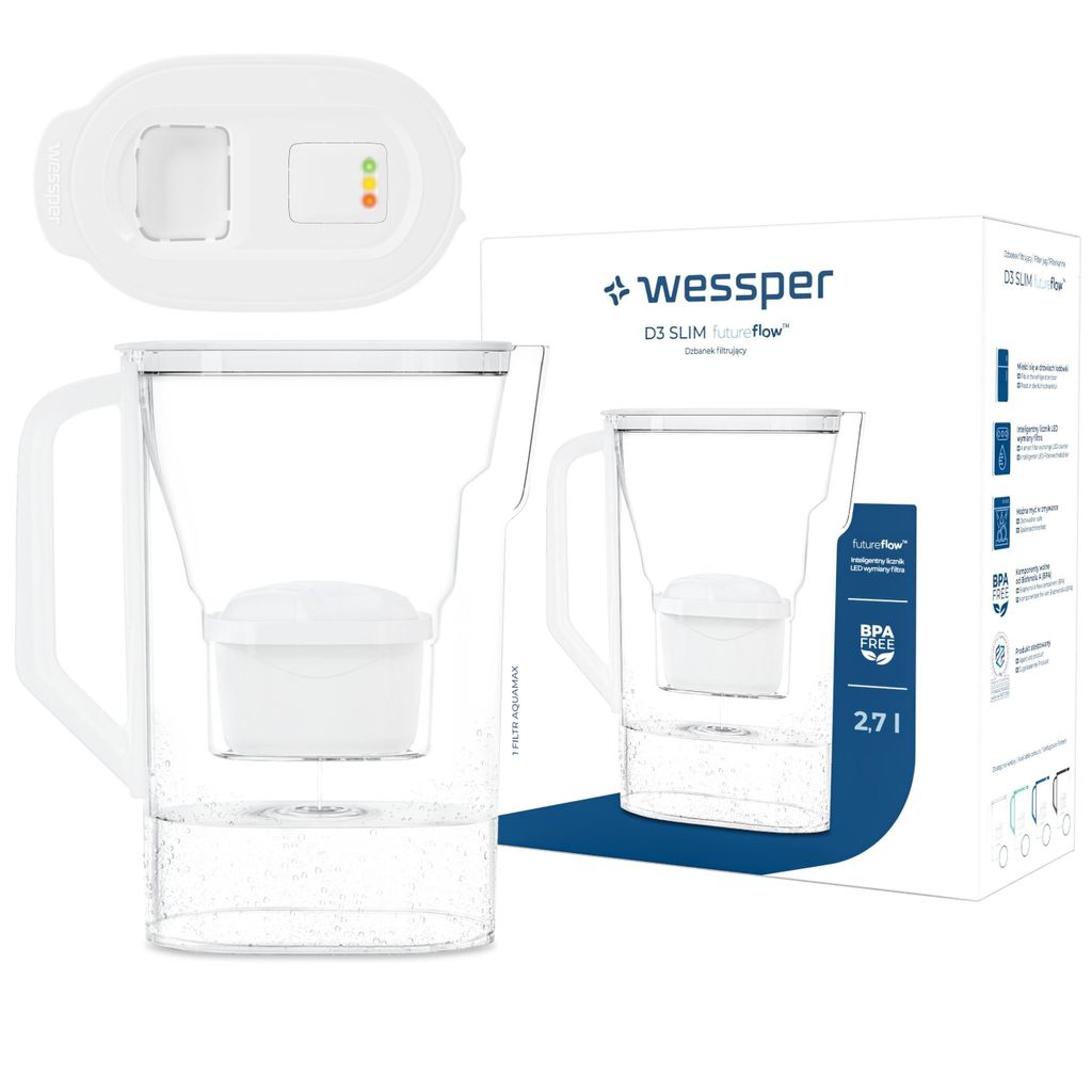 Jarra filtrante Wessper D3 SLIM FutureFlow™ de 2,7 litros, Imagen del producto 