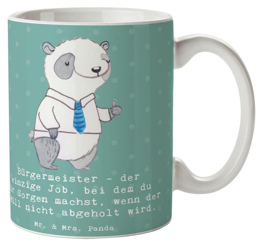 Mr. & Mrs. Panda Tasse Bürgermeister Job - Meeresbrise - Geschenk, Humor, Kaffeebecher, Trinkbecher, Keramikbecher, keramik, Engagement, Berufspro...