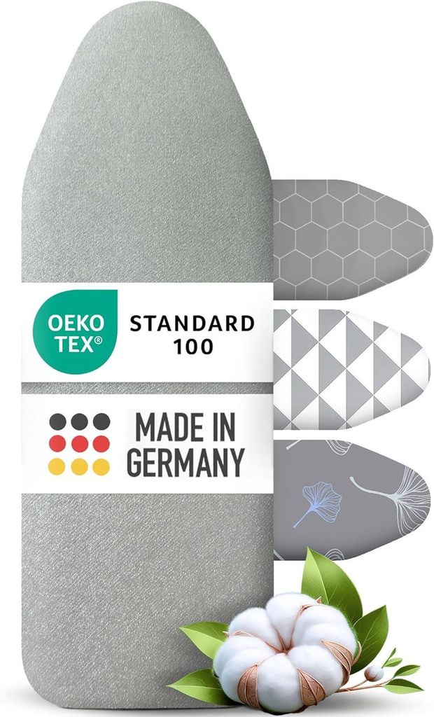 Germany Bügelbrettbezug 120x40 | Hitzereflektierend | 100 | für Dampfbügelstation | Bügeltischbezug Größe: M | Farbe: SILBER