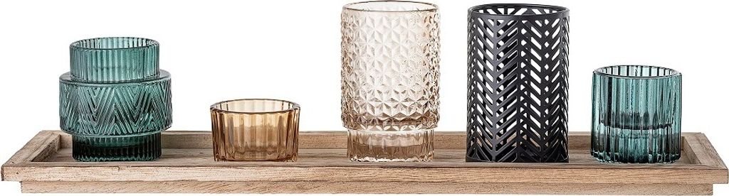 Sanga Tablett mit Teelichthaltern, Blue, Glas Produktbild 