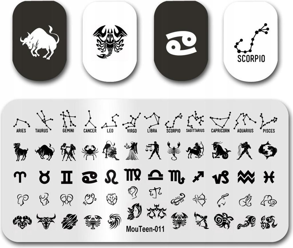 Stempelplatte für Nailart-Muster Sternzeichen, Horoskop