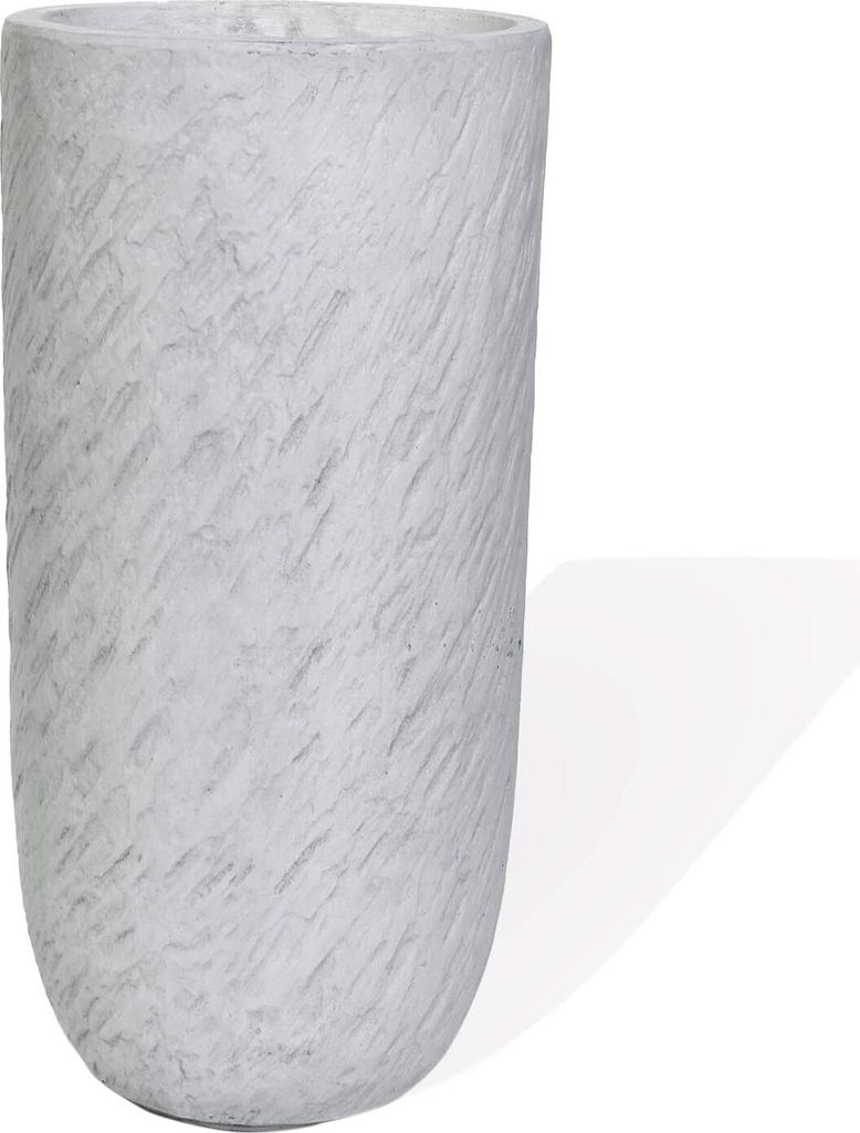 Köhko Blumenkübel Pflanzkübel aus Fiberglas Pflanzübertopf ø24xH49 cm Elfenbeinfarben Rund Übertopf