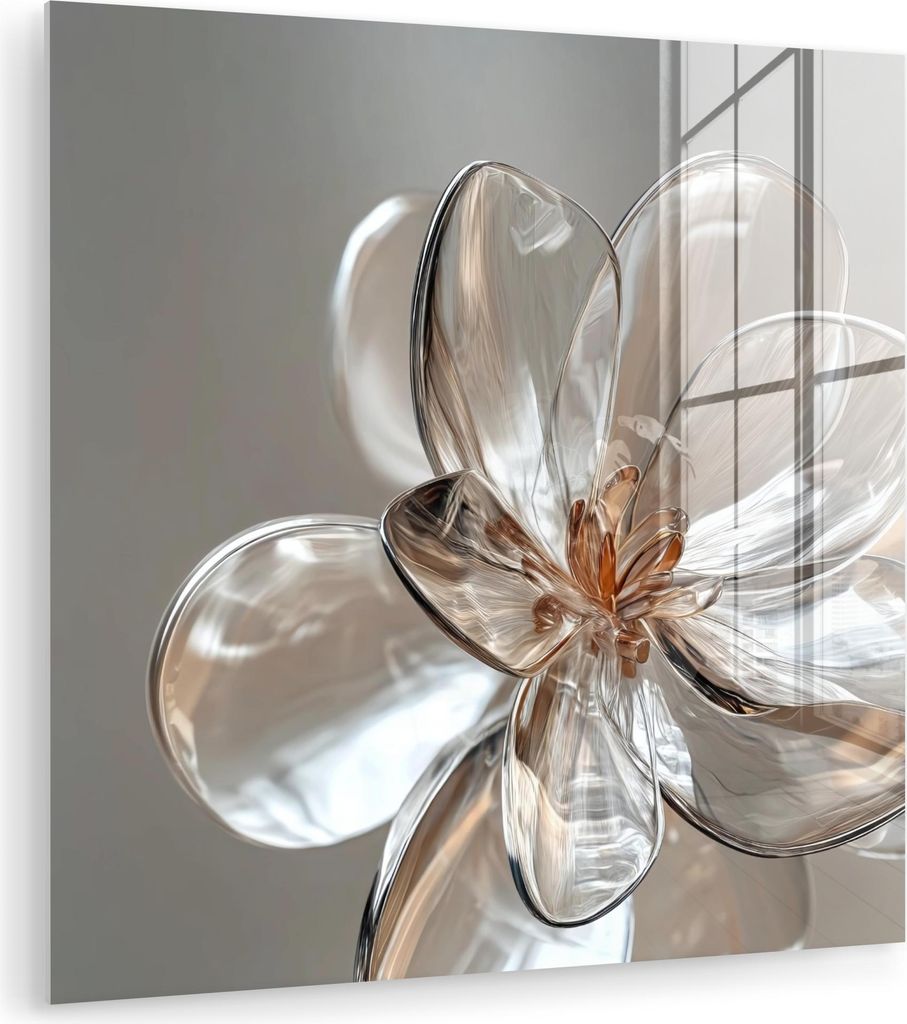MuchoWow Glasbilder - Bilder auf Wandbild - Foto auf Glas Blume - Gläser - Transluzent 90x90 cm Wanddekoration aus Glas - Acrylglasbild - Acrylbil...