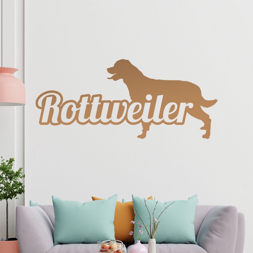 KIWISTAR Rottweiler mit Name Schrift Silhouette Wandtattoo in 6 Größen - Wandaufkleber Wall Sticker - Dekoration, Küche, Wohnzimmer, Schlafzimme...