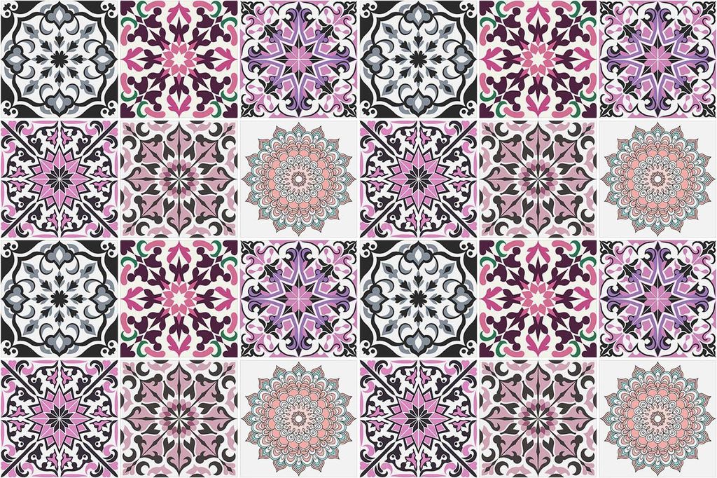 Fliesenaufkleber 15x15 cm – 24 Stück – Selbstklebend – Wasserfest – Pflegeleicht – Hitzebeständig – Für Küche & Bad – Mandalas in...
