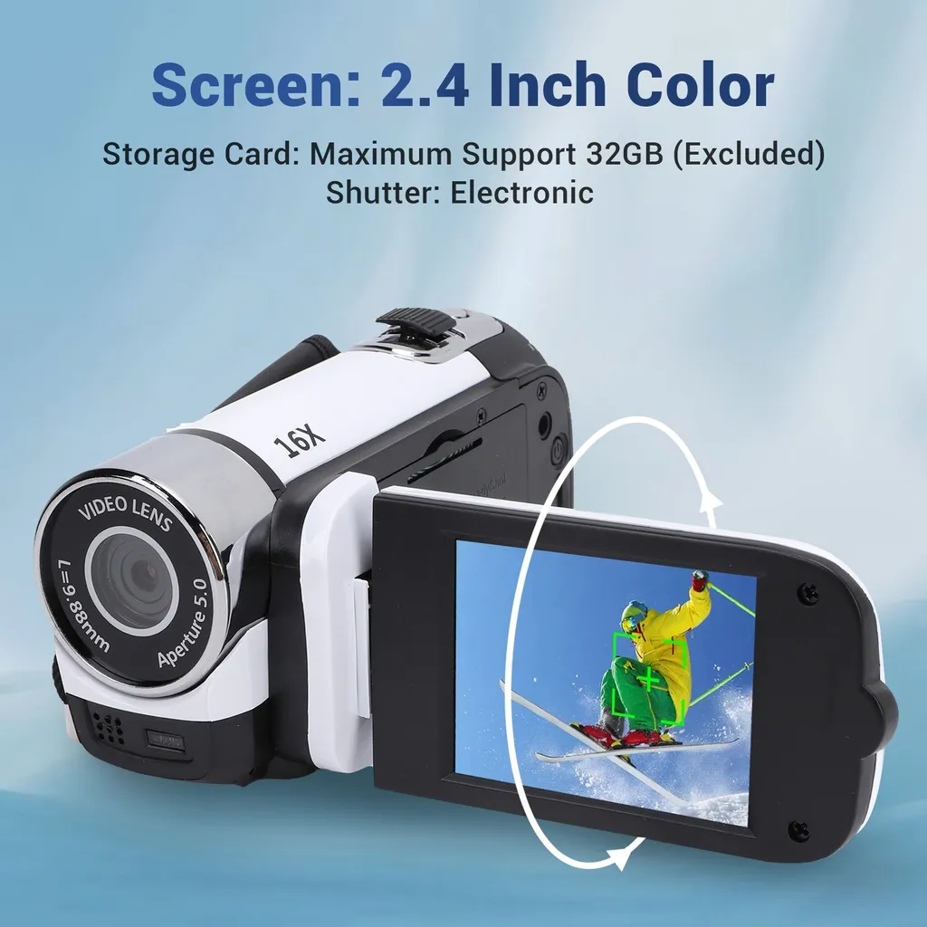 Caméra 1080P anti-shake pour filmer sans flou avec écran LCD 2,4 pouces