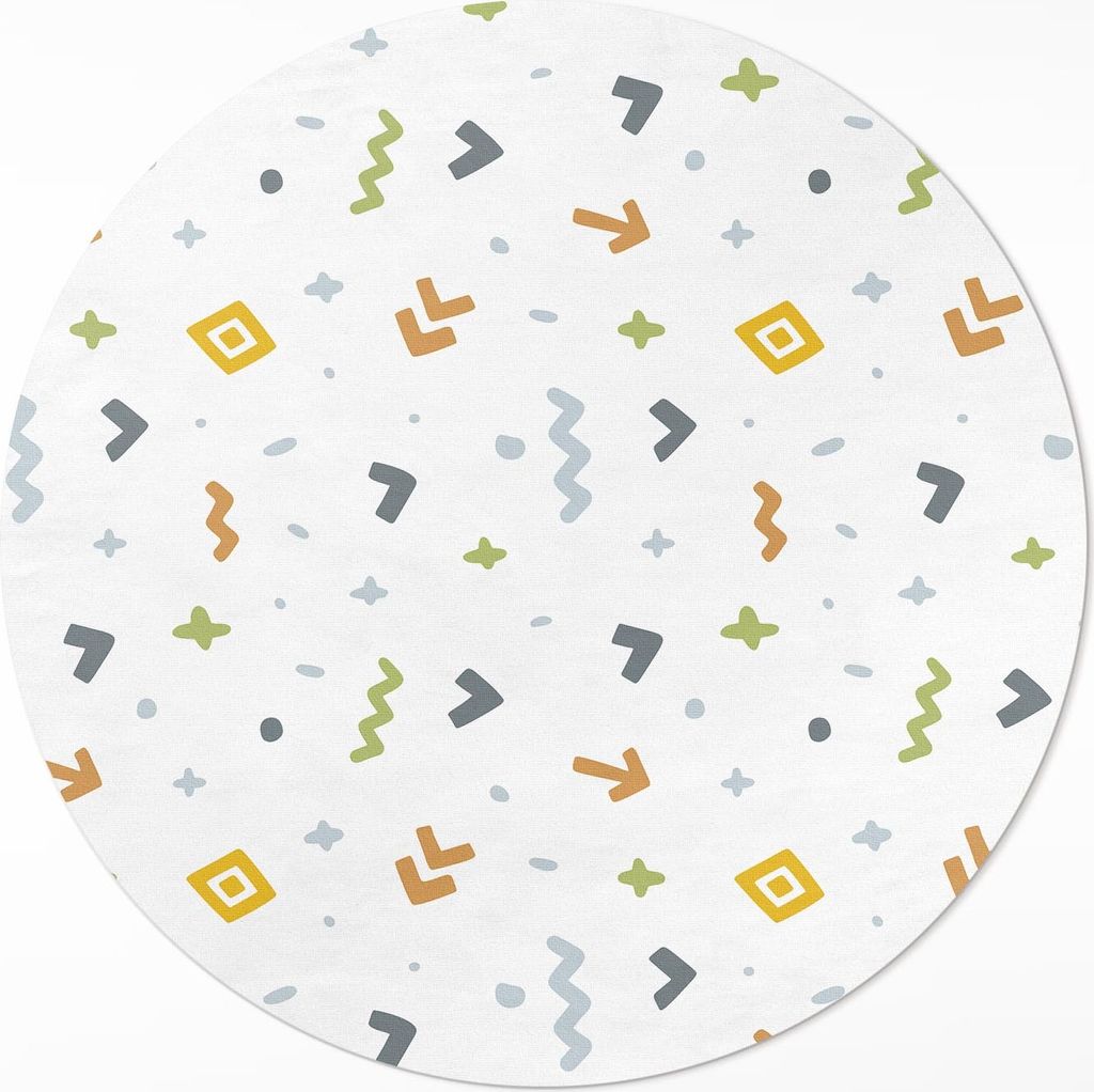 Pastellfarbene Ikonen und Formen im Boho-Stil– Vinylteppich – Indoor Teppich – Flur – Pflegeleicht – Runder Teppich – PVC Teppich – O...