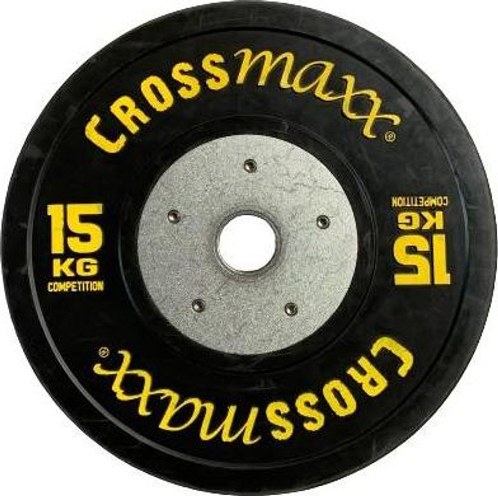 Lifemaxx Crossmaxx Competition Bumper Plate Halterscheibe Schwarz 50 mm 15 kg