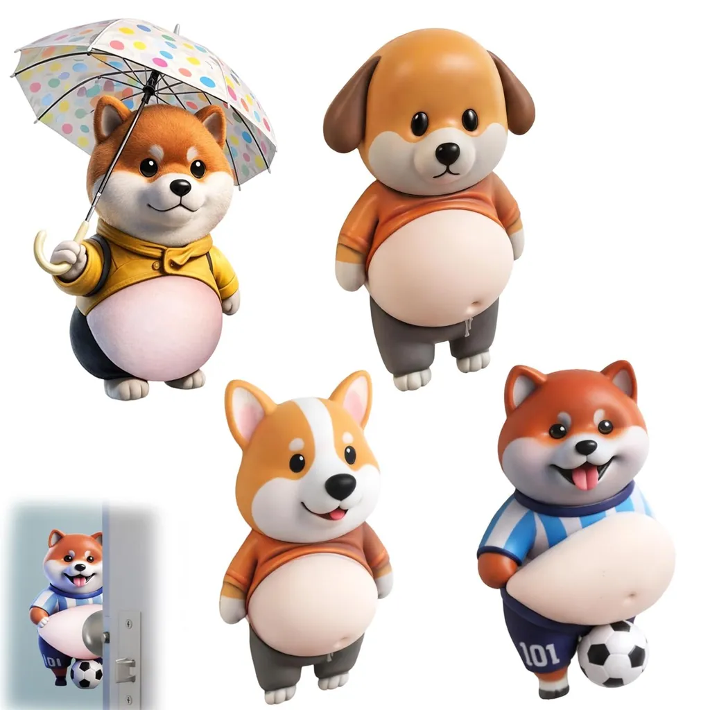 Protection de porte Shiba Inu pour chambre d'enfant et bureau lot de 4