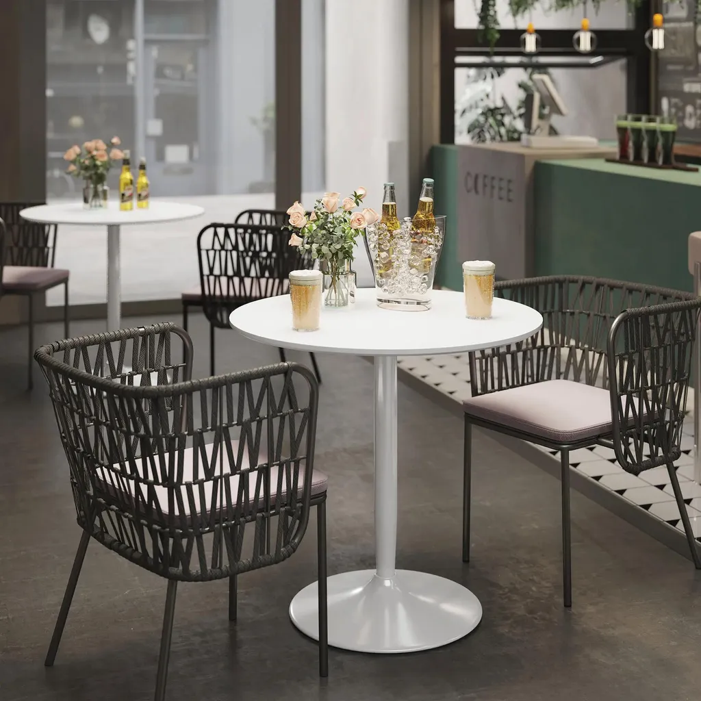 Table ronde 2 personnes blanche : la solution pour petits espaces - 9