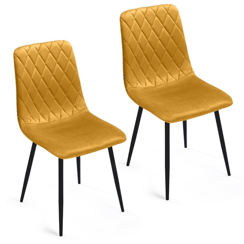 Lina Elisia Esszimmerstuhl im modernen Design - Samt - Bequemer Stuhl für Ihr Esszimmer, hochwertiger Stoff, ergonomische Form - 2er Set - Hellgelb
