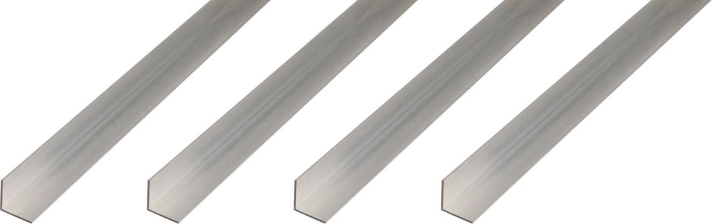 Alberts 4 x BA-Profil, Winkelprofil, Aluminium, natur, 20 x 20 x 1 mm, Länge 1 m