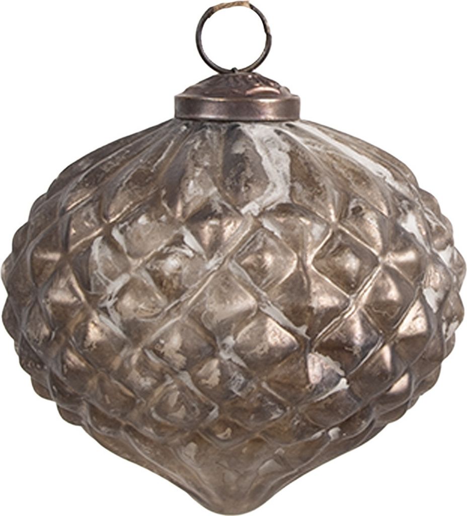 Guaina natalizia Clayre & Eef Ø 8x8 cm in vetro argentato Immagine del prodotto 