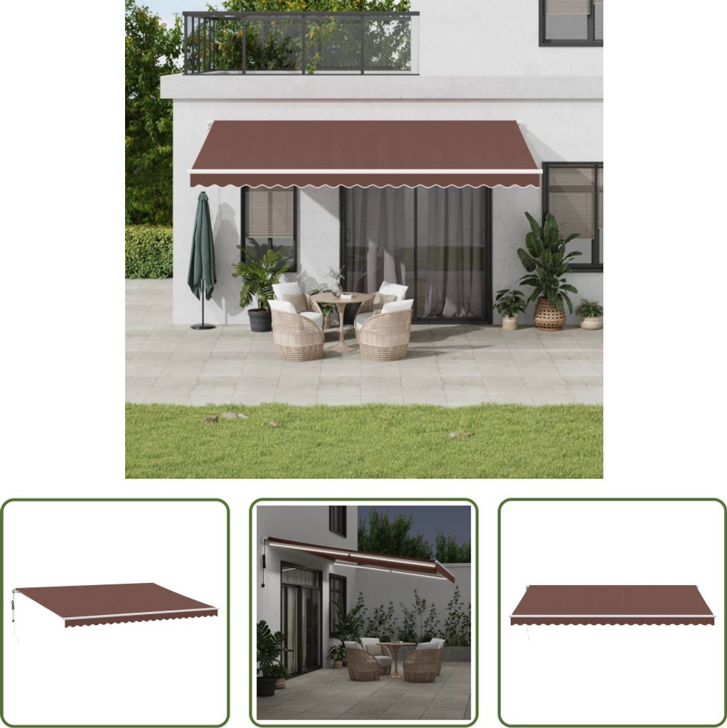 The Living Store Markise Automatisch mit LED Braun 500x350 cm