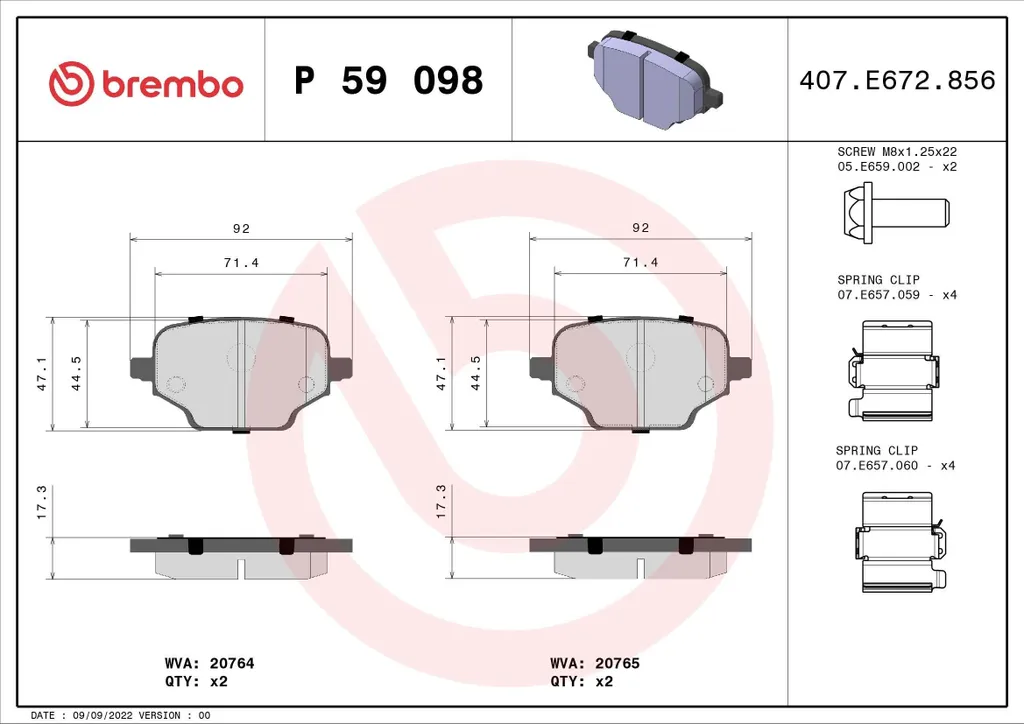 Plaquettes de frein Brembo P 59 098 : stoppez les sifflements sur Partner
