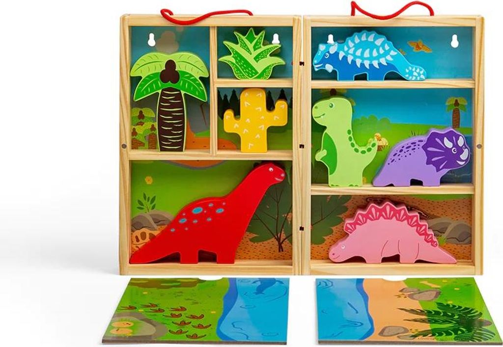 BigJigs Dinosaurier Spielset Holzspielzeug Reisebox