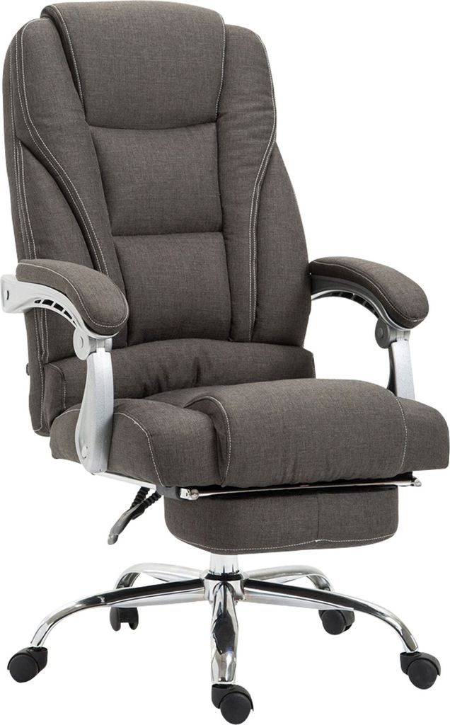 DELUKE Bürostuhl MIAMI Stoff - 118x68x64, Dunkelgrau | Stoff | Metall in Chromoptik Gestell | ergonomische Bürostühle Homeoffice Stuhl mit Rollen