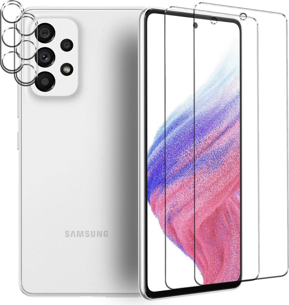Panzerglas für Samsung Galaxy A53 5G Schutzfolie 2x Kamera Schutzglas Folie 2x Panzerfolie