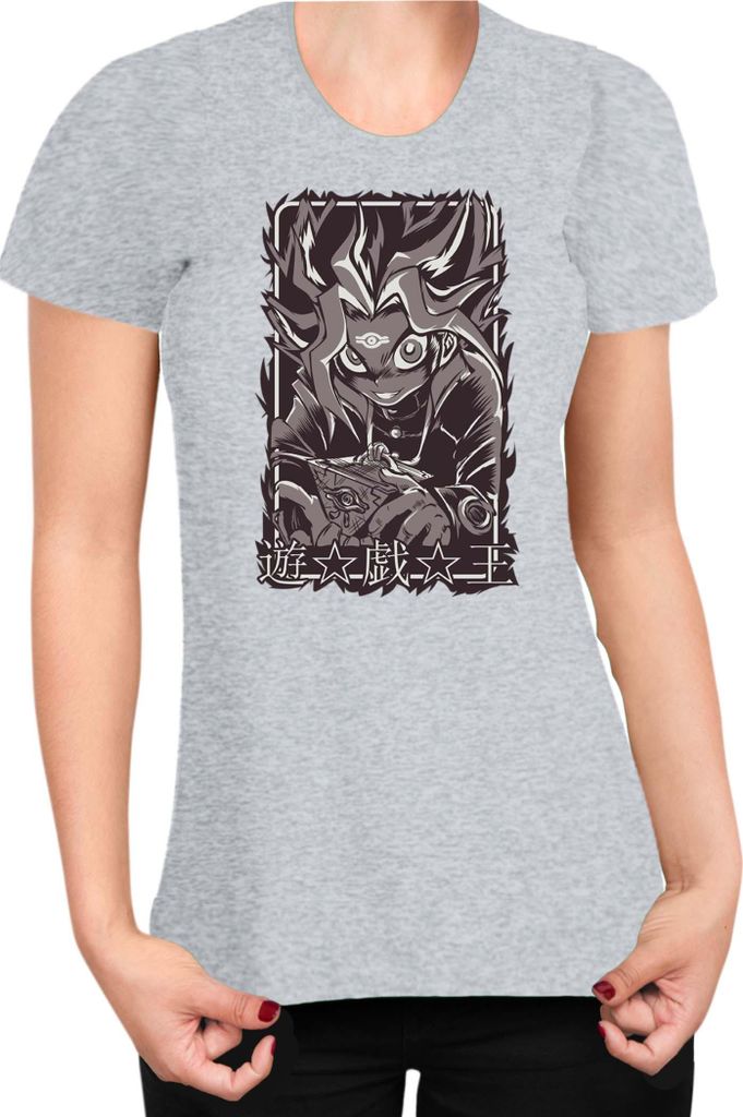 Damen T-Shirt Japan Manga Anime Comics Yu Gi 027, Lady 2XL / Grau