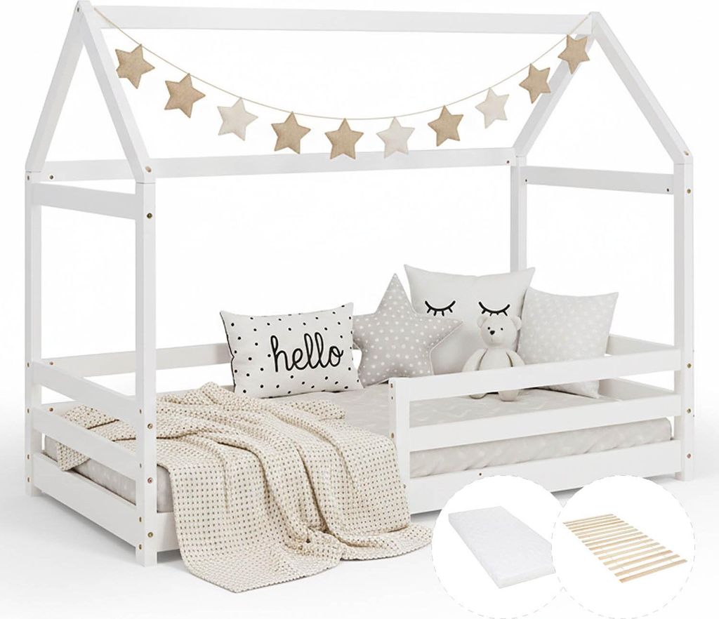 Lit D'Enfant 80x160 cm avec Matelas Lit Cabane Montessori Image du produit 