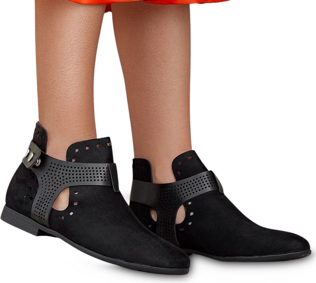 Damen Stiefel Durchbrochene Damenschuhe Boots Stiefeletten Frühling Weide Schwarz Gr.38