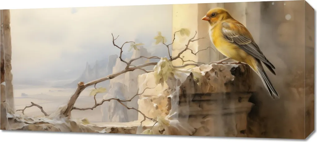 Tableau Panoramique pour Salon Image Canari au Précipice Format 90x40