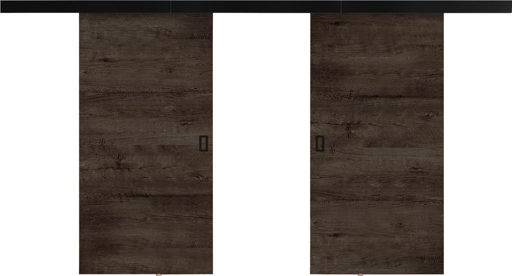 KIER FURNITURE Schiebetür Komplettset WERDI PLUS DUO Sliding Door, Raumteiler Schiebetür Esche Dunkel 192x205x1,6 cm