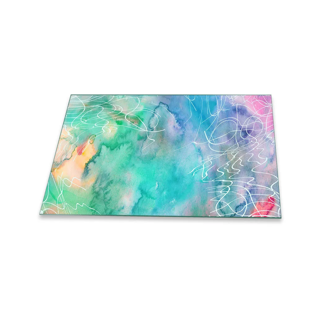 Piastra 80x52 Vetro Temperato Copri Piano Cottura Astratto Colorato