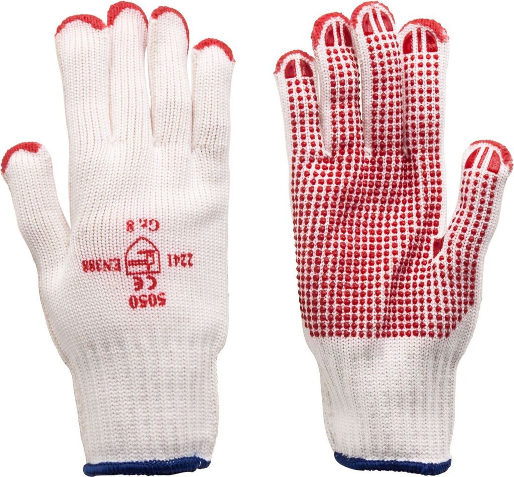 Arbeitshandschuhe - Strickhandschuhe mit roten PVC-Noppen K1301 Größe 8