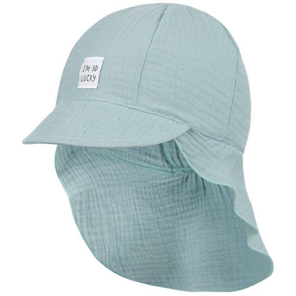 Schirmmütze Babymütze Junge mit Nackenschutz Sommer Baby Musselin, Mintgrün, Gr. 46/48