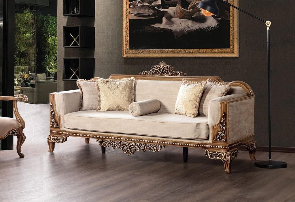 Dreisitzer Couch Polster Möbel Sofa Barock Rokoko Sofas Couchen Samt