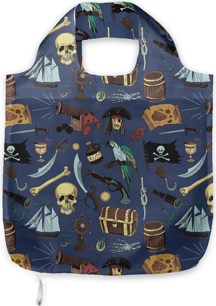 Tote Bag ABAKUHAUS Pirates: Borsa Spesa Vintage Cartoon Robusta