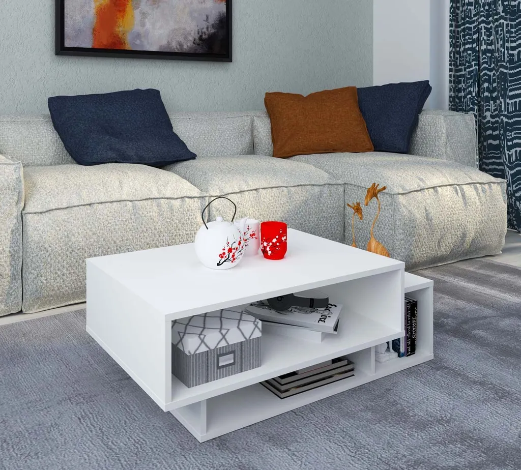 Table Basse de Salon Rectangulaire Bois Brun Sofatic Runila 88x50 cm - 6