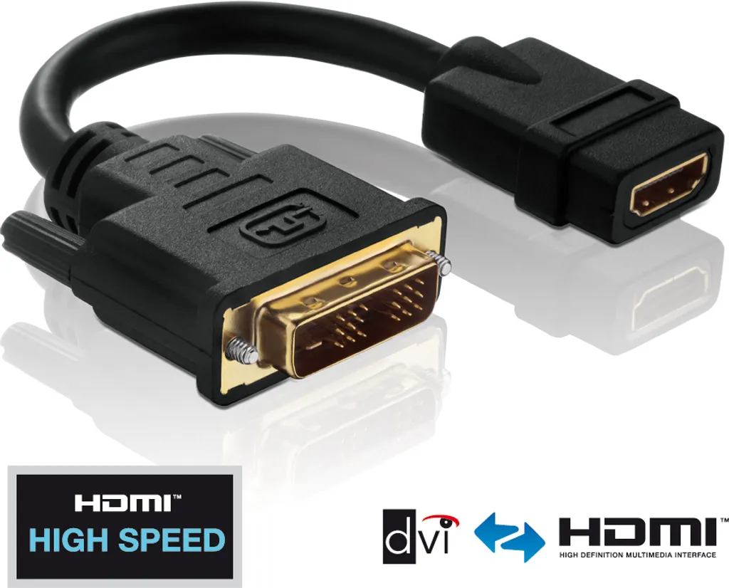 PureLink PureInstall Adaptateur DVI vers HDMI 0,10m - Câble Premium PI020