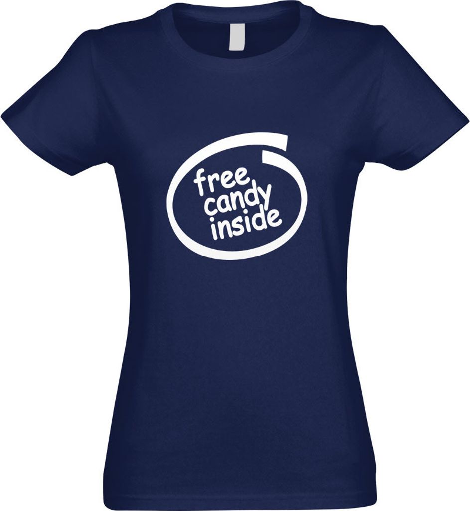 Kiwistar - T-Shirt tailliert - Damen - Navy - Free Candy Inside - mit Motiv Bedruckt - Funshirt Design - Sport - Freizeit - Damen - XXL